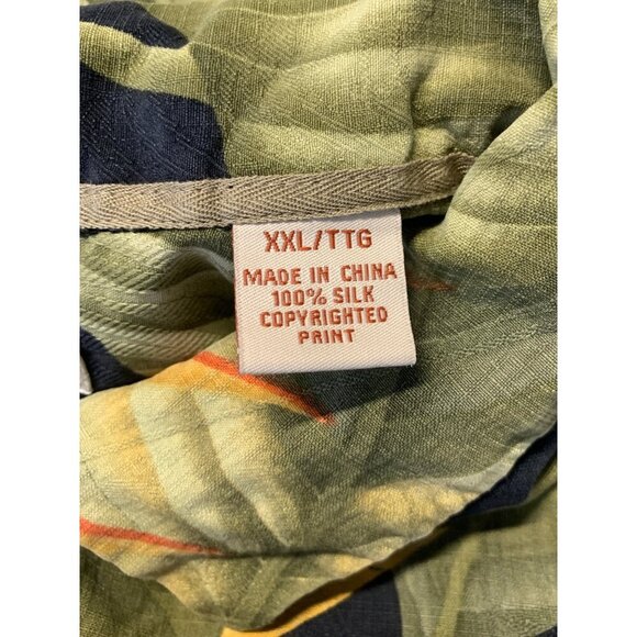 Tommy Bahama UH University Hawaii XXL Aloha Black Silk Button Shirt Green EUC - Picture 6 of 7